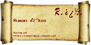 Ruman Ákos névjegykártya